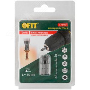 Биты кованые сталь S2 односторонние 25 мм PH2 Профи 2 шт блистер - фото 3