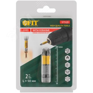 Биты кованые сталь S2 односторонние 50 мм PZ2 Профи 2 шт блистер - фото 3