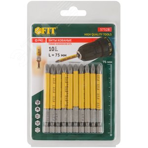 Биты кованые сталь S2 односторонние 75 мм PH2 Профи 10 шт блистер - фото 3