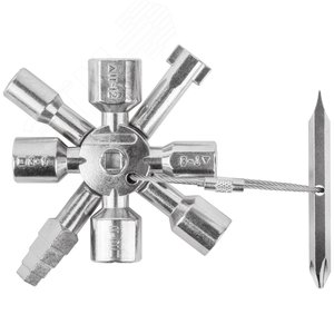 Ключ универсальный для электрошкафов 10-в-1, двусторонняя CrV бита РН2/SL7 - фото 2