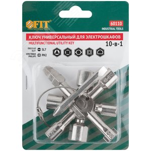 Ключ универсальный для электрошкафов 10-в-1, двусторонняя CrV бита РН2/SL7 - фото 3