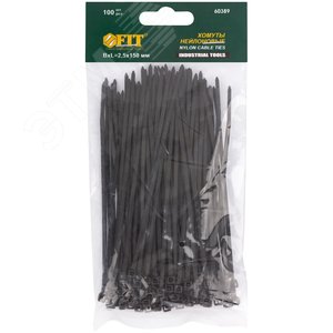 Хомуты нейлоновые, черные для проводов 100шт., 120х2,5мм - фото 2