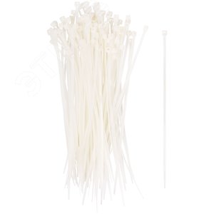 Хомуты нейлоновые, белые для проводов, 100 шт., 150 мм - фото 1