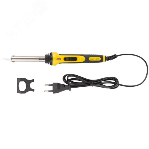 Паяльник, 220 В, два режима работы, световой индикатор, пластиковая прорезиненная ручка, конусное жало, 30/60 Вт - фото 2