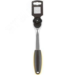 Вороток (трещотка) CrV, черно-желтая прорезиненная ручка, Профи 1/2'', 72 зубца 62353 FIT - 4