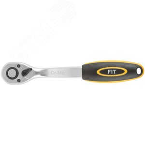 Вороток (трещотка) CrV, черно-желтая прорезиненная ручка, Профи 1/2'', 72 зубца 62353 FIT - 5