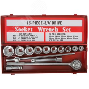 Набор вороток (трещотка) 3/4'' + головки 22-50 мм, 14 шт - фото 1