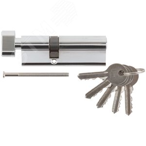 Изображение товара Цилиндровый механизм ''PALLADIUM'' асимметричный, 90 мм, ключ-завертка, хром (шт)