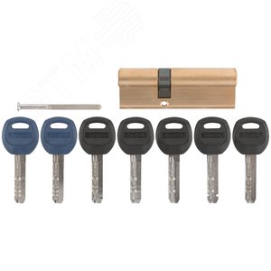 Цилиндровый механизм с перекодировкой ключей (Аллюр) 90 мм, ключ-ключ, золото - фото 1