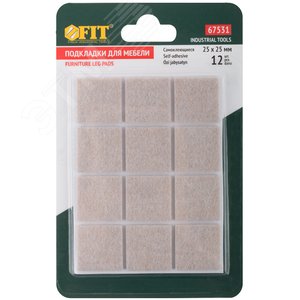 Подкладки для мебели самоклеющиеся квадратные 25x25 мм, 12 шт., войлок - фото 3