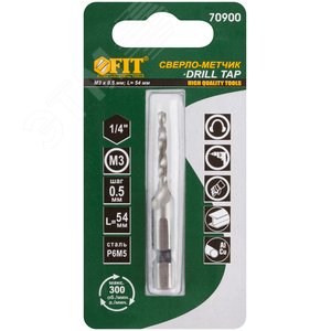 Сверло-Метчик комбинированное метрическое, быстрорежущая (HSS) сталь Р6М5, М3х0.5 мм, 16/54 мм - фото 3