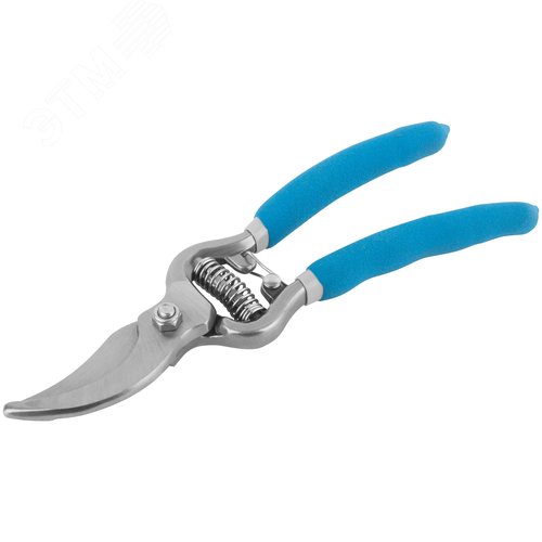 Секатор, режущие кромки внахлест, усиленная пружина, цельнокованый, ПВХ изогнутые ручки 215 мм - фото 2