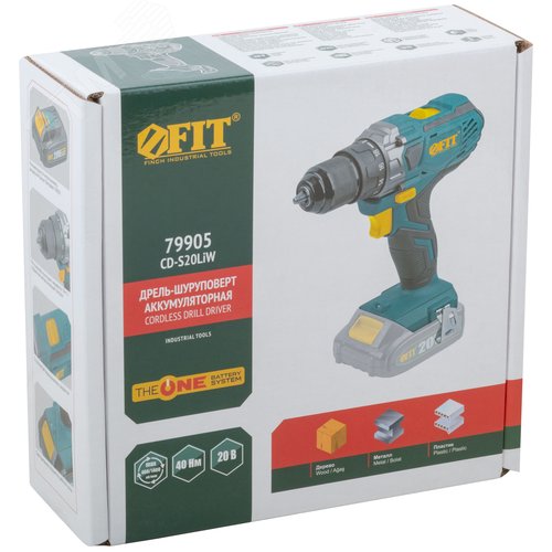 Дрель-Шуруповерт аккумуляторная 20 В, 0-400/1400 об/мин, 40 Нм, 1,4 кг, резиновая накладка, коробка - фото 3