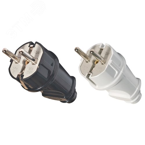 Изображение товара Вилка электрическая прямая с заземлением 16А 250В черная (шт)