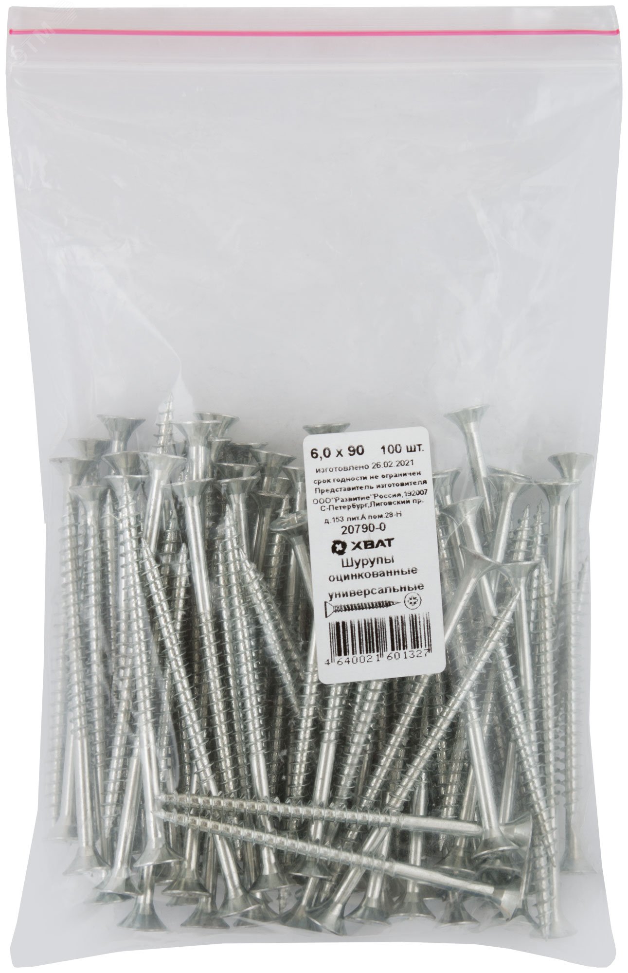 Изображение товара Универсальный оцинкованный шуруп 6x90 с потайной головкой и PZ2 для дерева