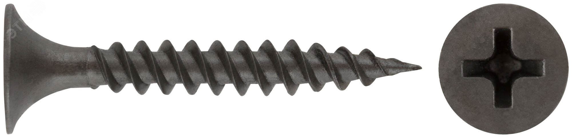 Изображение товара Саморез гипсокартон/металл 3,5х25 черный (30шт) (упак)