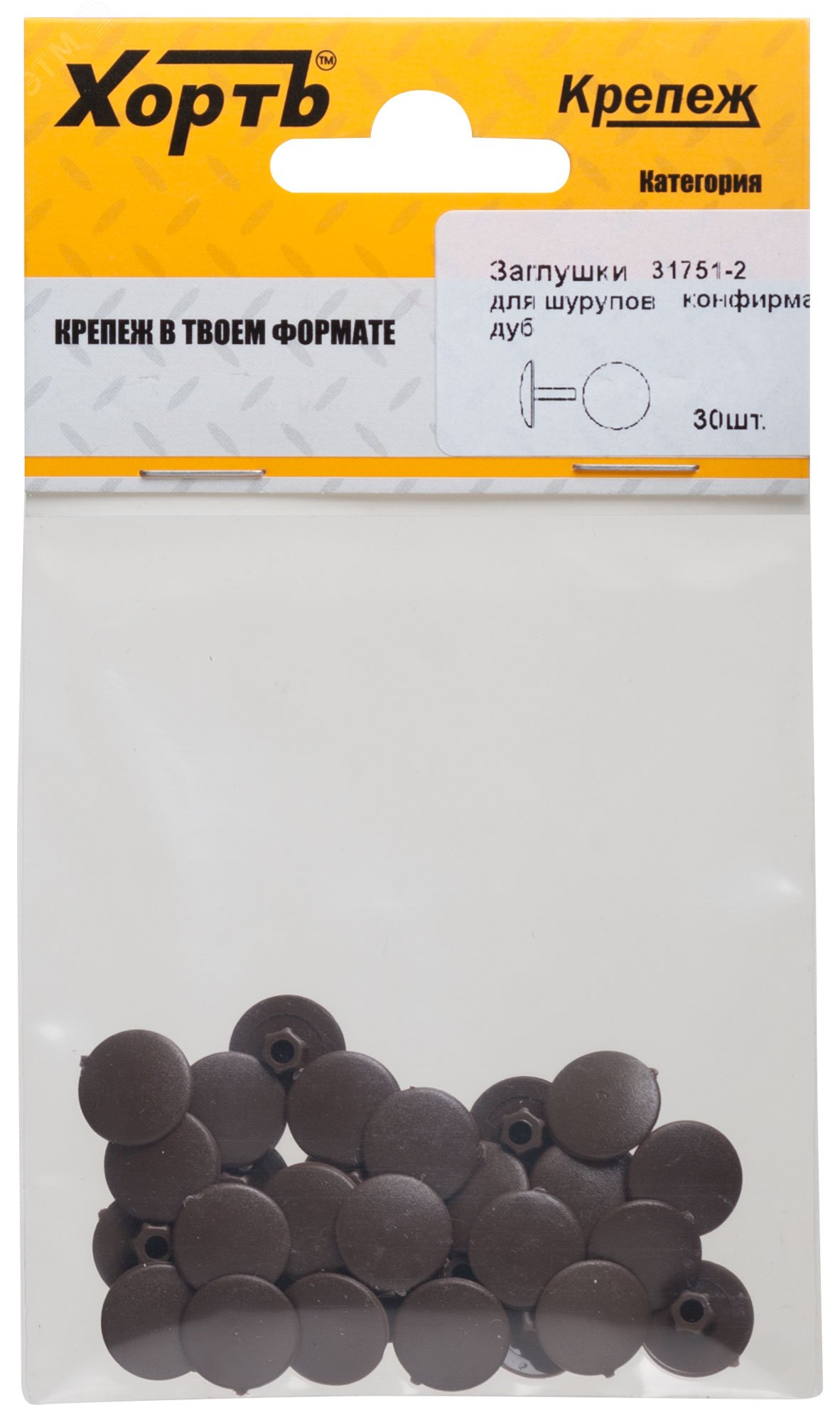 Изображение товара Заглушки под конфирмат дуб (30шт) (упак)