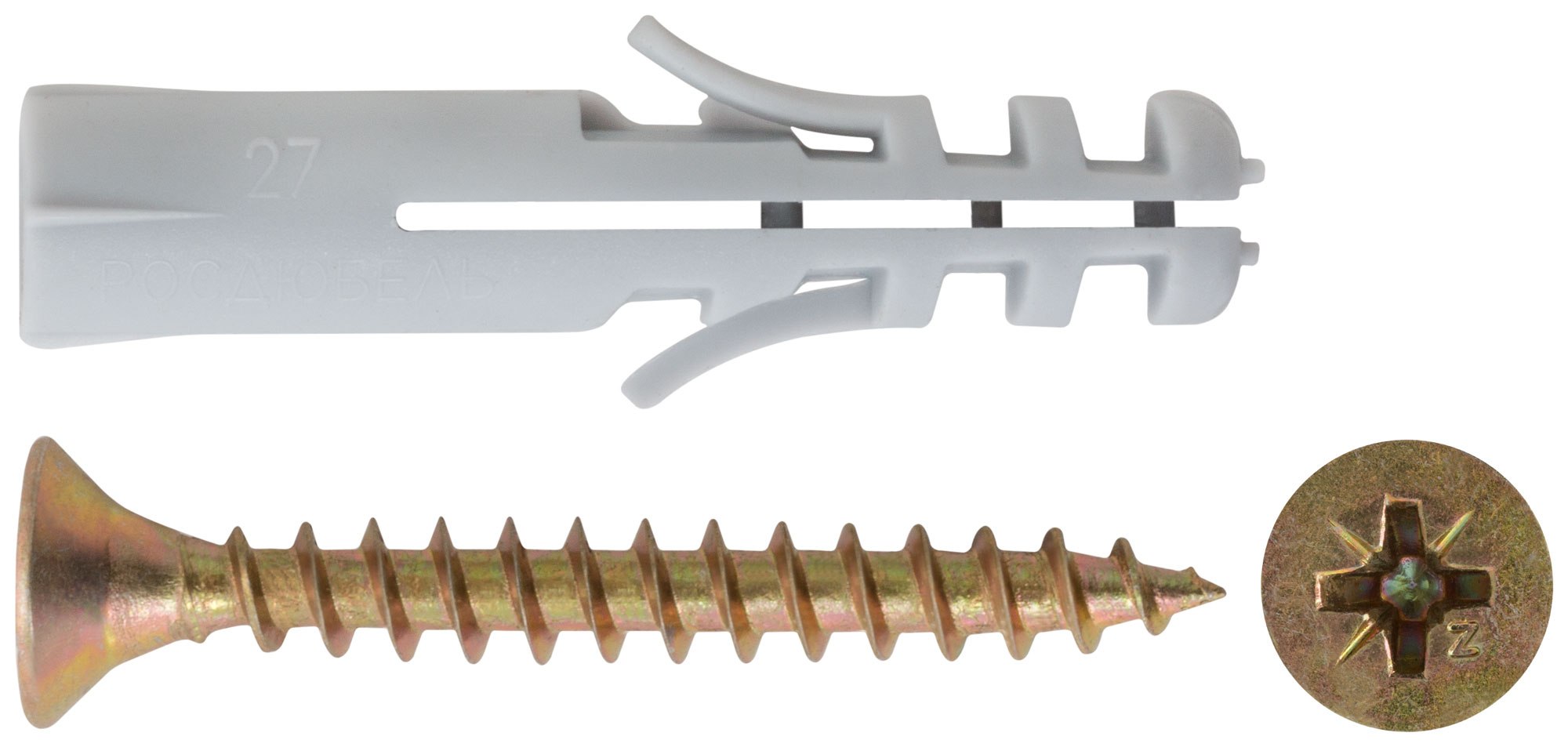 Крепление для плинтусов: дюбель с шурупом 8х40/5х40 (7шт)