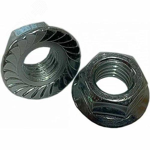 Гайка DIN6923 М6 шестигранная с фланцем оцинкованная (100 шт) - фото 2