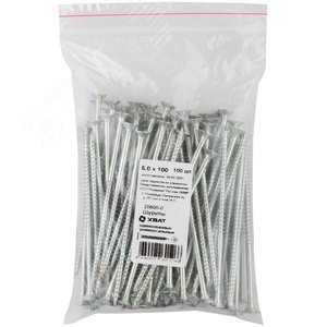 Изображение товара Шуруп универсальный 5х100 потайная головка, остроконечный, оцинкованный (100шт) (упак)