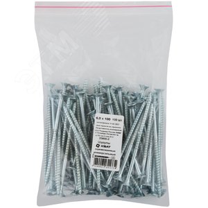 Изображение товара Шуруп универсальный 6х100 потайная головка, остроконечный, оцинкованный (100шт) (упак)