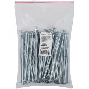 Изображение товара Шуруп универсальный 6х120 потайная головка, остроконечный, оцинкованный (100шт) (упак)