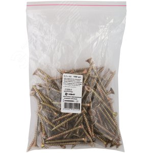 Изображение товара Шуруп универсальный 6х60 потайная головка, остроконечный, желтопассивированный (100шт) (упак)