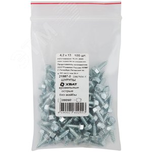 Изображение товара Шуруп кровельный 4,2х13 остроконечный, без шайбы (100шт) (упак)