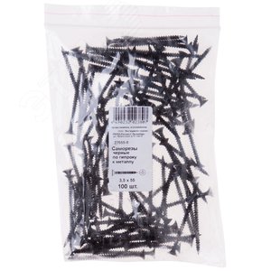 Саморез гипсокартон/металл 3,5х55 черный (100шт) - фото 1