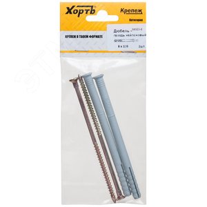 Изображение товара Дюбель-гвоздь 8х120 потайной бортик, нейлон (2шт) (упак)