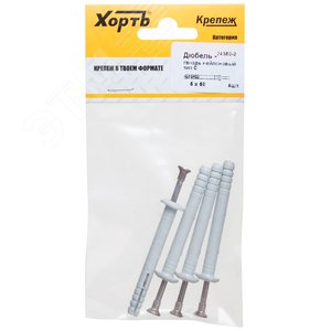 Дюбель-гвоздь 6х60 грибовидный бортик, нейлон (4шт) - фото 1