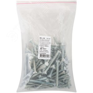 Изображение товара Болт DIN933 М6х60 шестигранная голова полная резьба оцинкованный (100 шт) (упак)