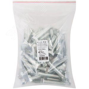 Изображение товара Болт DIN933 М12х60 шестигранная голова полная резьба оцинкованный (50 шт) (упак)