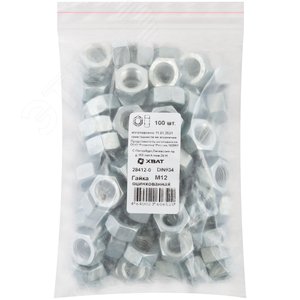 Изображение товара Гайка DIN934 М12 шестигранная оцинкованная (100 шт) (упак)