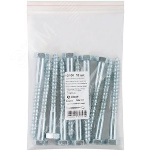 Изображение товара Шуруп DIN571 10х100 сантехнический, шестигранная головка (10шт) (упак)