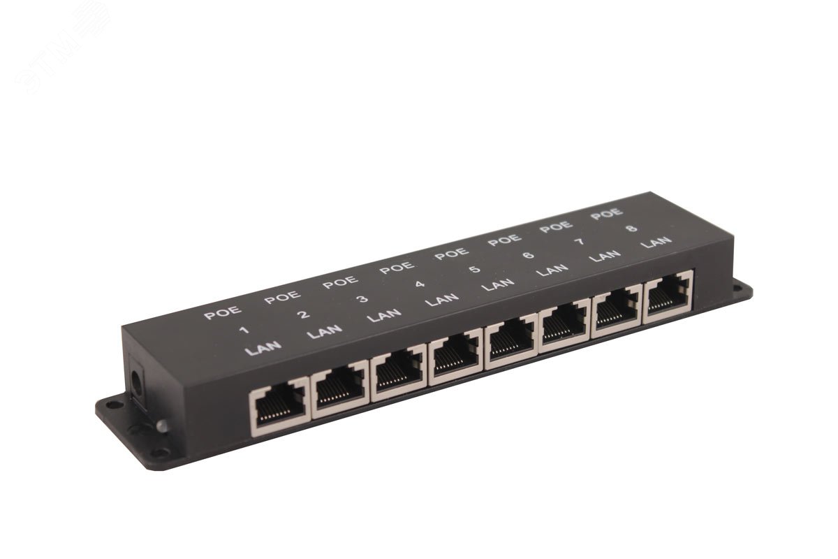 Изображение товара Инжектор PoE 8хRJ45 10/100 Мб/с, 802.3af/at, до 30 Вт, DC 57В (шт)