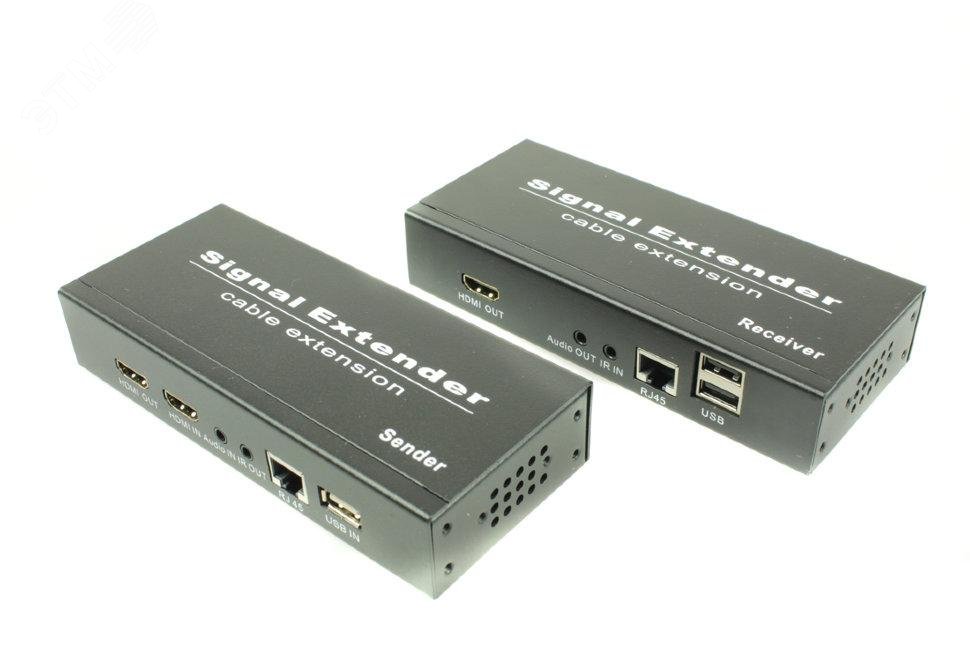 Изображение товара Комплект передатчик HDMI 1.3 до 190м с USB и ИК управление для систем видеонаблюдения