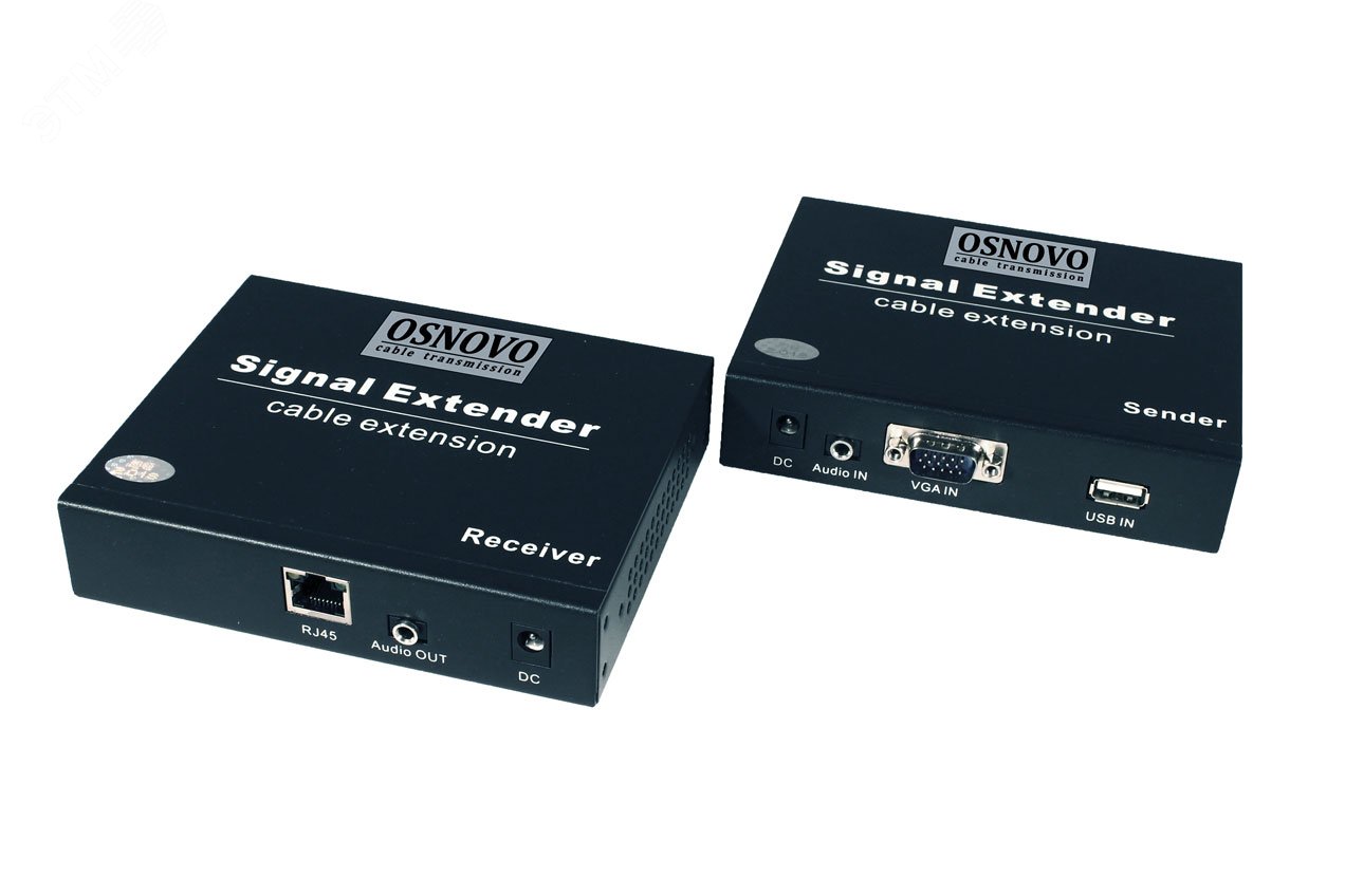 Изображение товара Комплект (передатчик+приёмник) VGA/USB/аудиосигнал 1хRJ45, 1хDC до 200 м (шт)