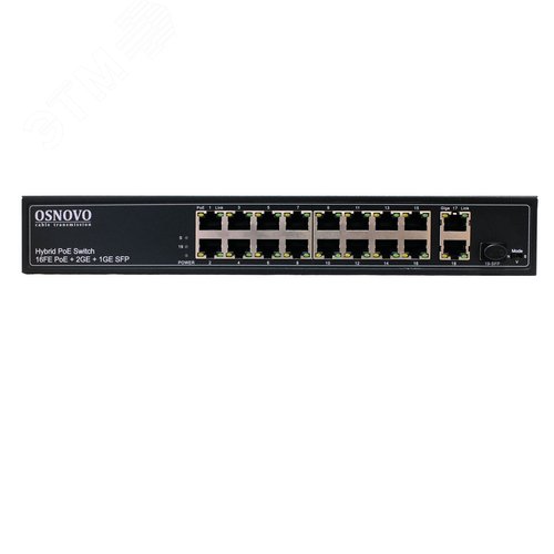 Изображение товара Коммутатор неуправляемый 16 портов RJ45/SFP 10 100 Мб/с PoE 292Вт (шт)