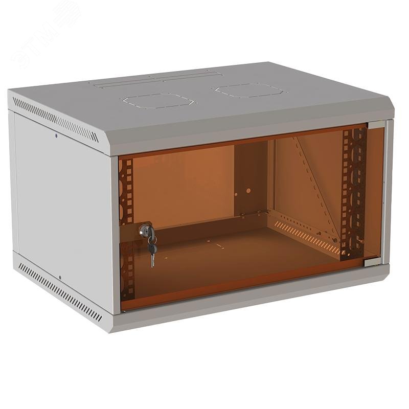 Изображение товара Шкаф настенный 19' 6U 600х450мм стеклянная дверь (без задн. стенки) RAL 7035 (шт)