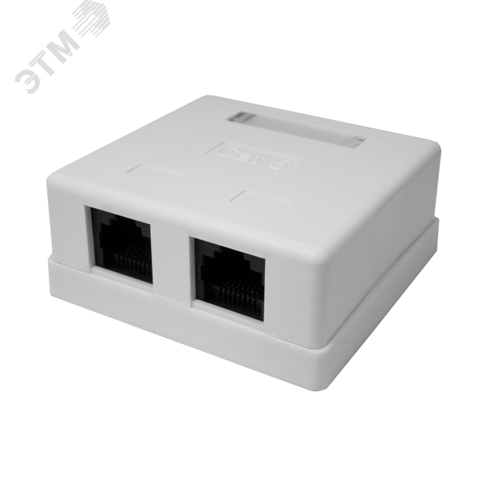 Изображение товара Розетка компьютерная 8P8C RJ-45 UTP Cat6 2 порта настенная монтаж