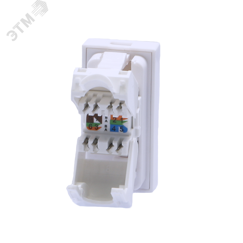 Изображение товара Модуль розетки RJ-45 cat5e 45х22,5 мм SUPRLAN однопортовый