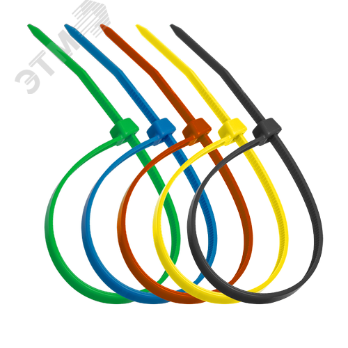 Изображение товара Стяжка нейлоновая 4,8х300мм 5 цветов уп. 100шт (упак)