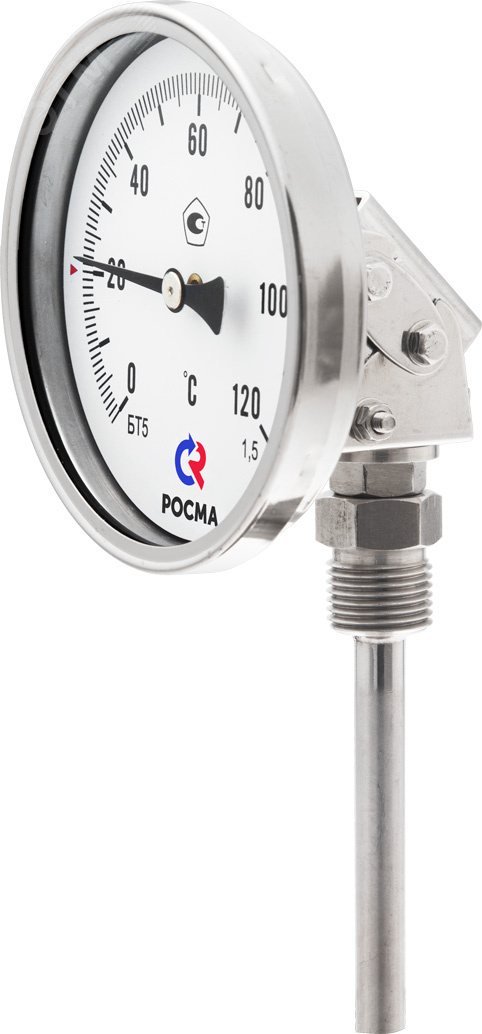 Термометр биметаллический коррозионностойкий универсальный БТ-54.220 0-160С 1/2' 64 кл.1.5
