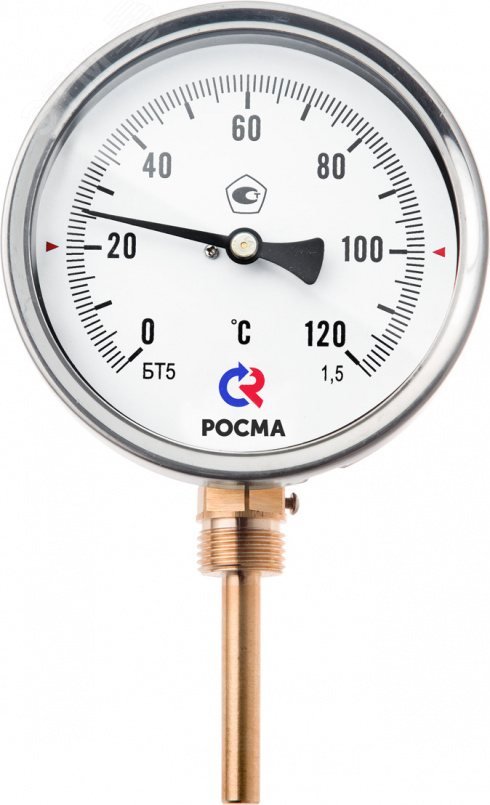 Термометр биметаллический радиальный БТ-52.211 -30-70С 1/2' 100мм кл.1.5 00000002621 РОСМА - превью