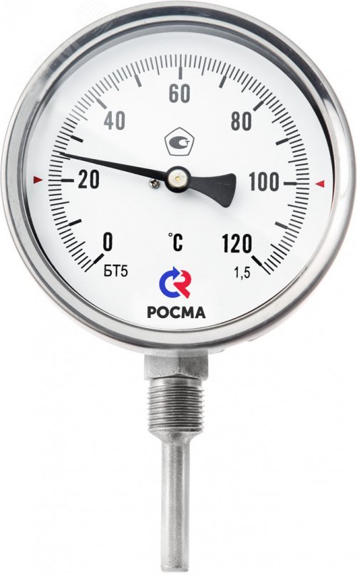 Термометр биметаллический коррозионностойкий радиальный БТ-52.220 0-250С 1/2' 64 кл.1.5 00000033793 РОСМА - превью
