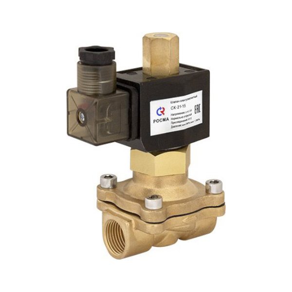 Клапан электромагнитный соленоидный 1' СК-12-25-В-нормально закрытый двухходовой 24В латунь
