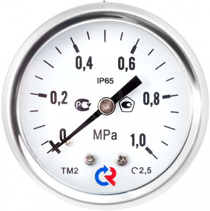 Манометр коррозионностойкий виброустойчивый осевой ТМ-321Т.00 0..0,4MPa G1/4' 63 мм кл.т.1,5 готовый к гидрозаполнению