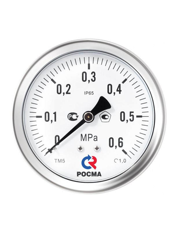 Манометр коррозионностойкий виброустойчивый радиа льное ТМ-621Р 0-1MPa G1/2 150мм кл. т. 1,0, го    товый к гидрозаполнению