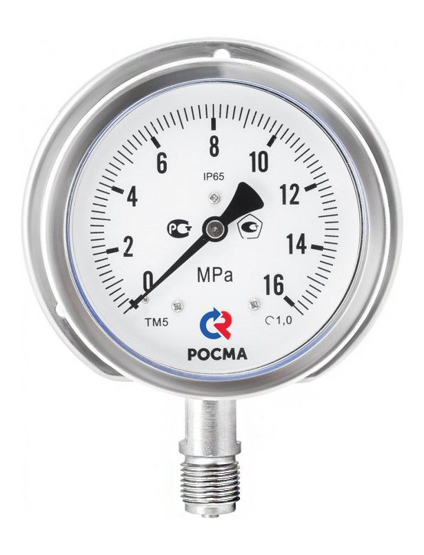 Манометр коррозионностойкий виброустойчивый осевой ТМ-121.00 T 0-1 МPа G1/8' 40мм кл.т.2.5, готов ый к гидрозаполнению